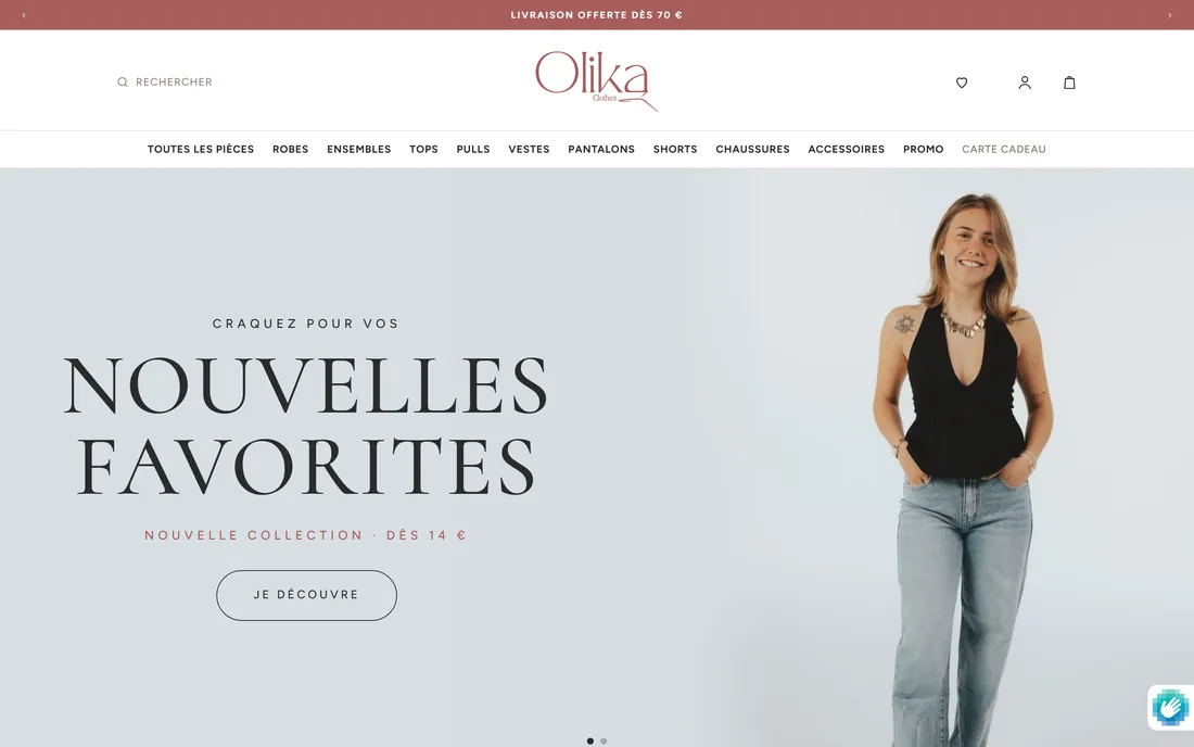 Page d'accueil du projet Olika Clothes