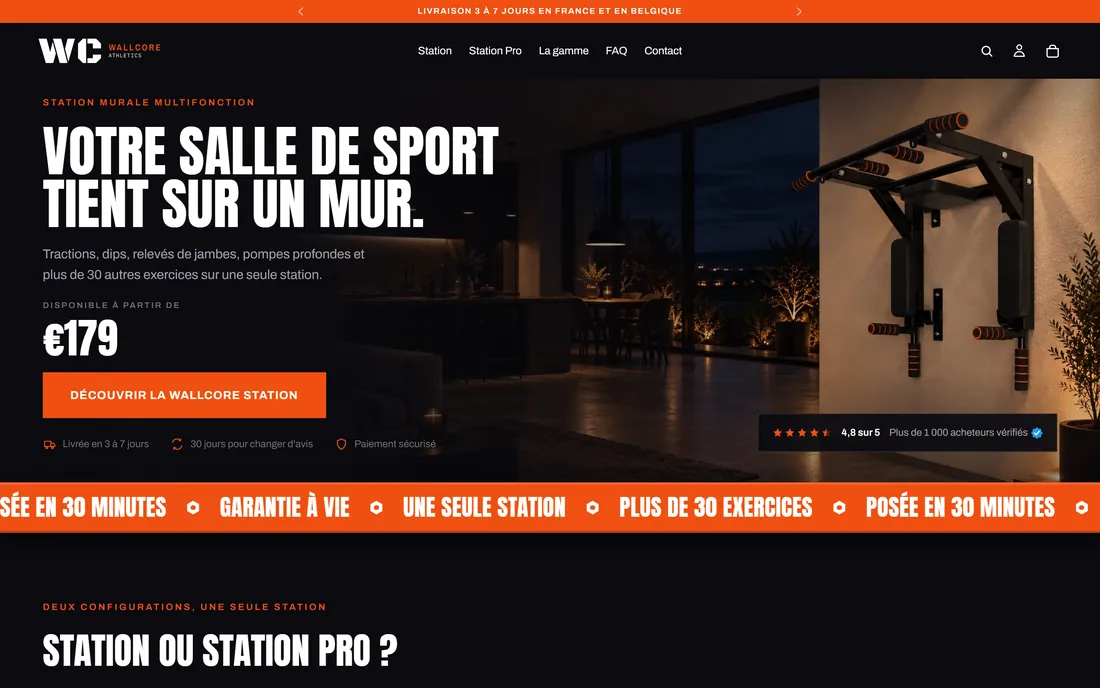 Page d'accueil du projet Wallcore Athletics
